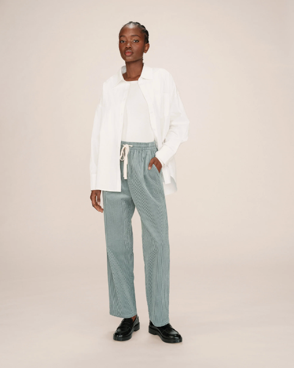 GRACE & MILA SAGE CORDUROY RELAXED FIT TROUSERS