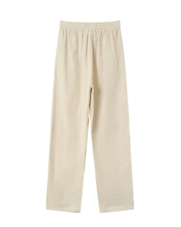 GRACE & MILA CREAM CORDUROY RELAXED FIT TROUSERS
