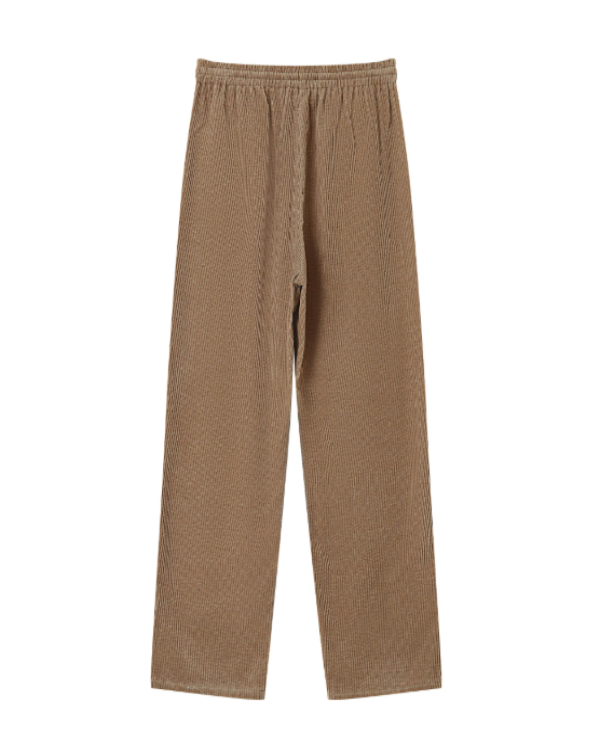 GRACE & MILA TAUPE CORDUROY RELAXED FIT TROUSERS