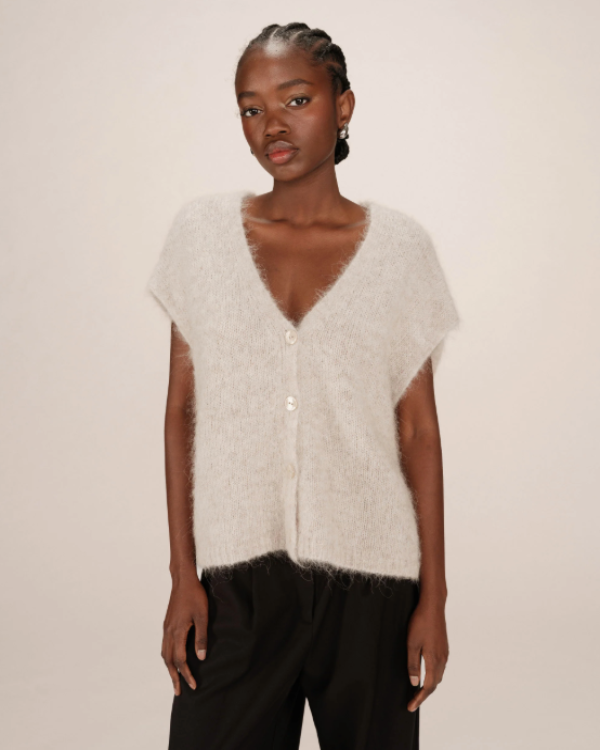 GRACE & MILA WOOL & ALPACA CREAM CARDIGAN