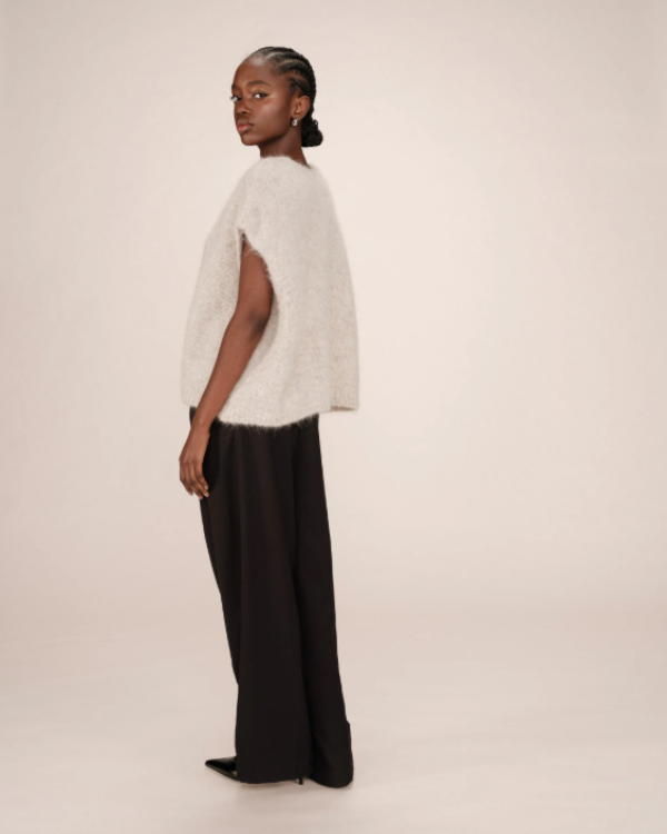 GRACE & MILA WOOL & ALPACA CREAM CARDIGAN