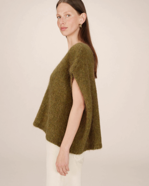 GRACE & MILA WOOL & ALPACA OLIVE CARDIGAN