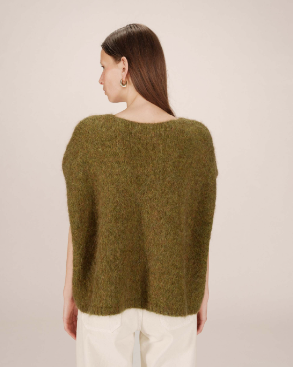 GRACE & MILA WOOL & ALPACA OLIVE CARDIGAN