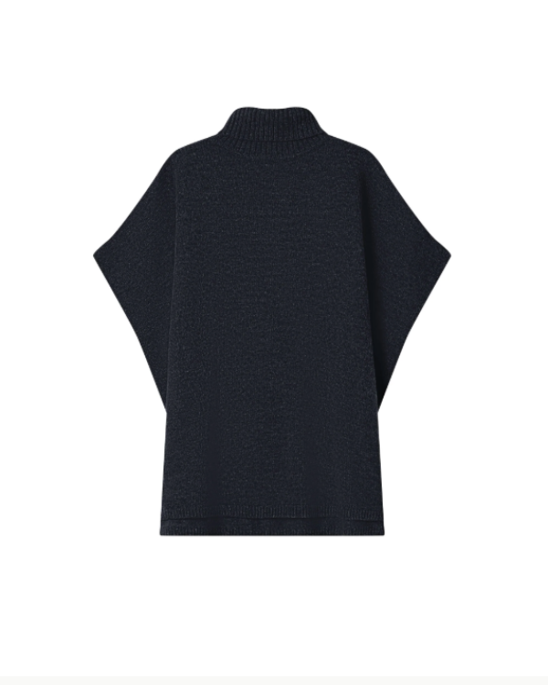 GRACE & MILA WOOL SAISON KNIT PONCHO - NAVY