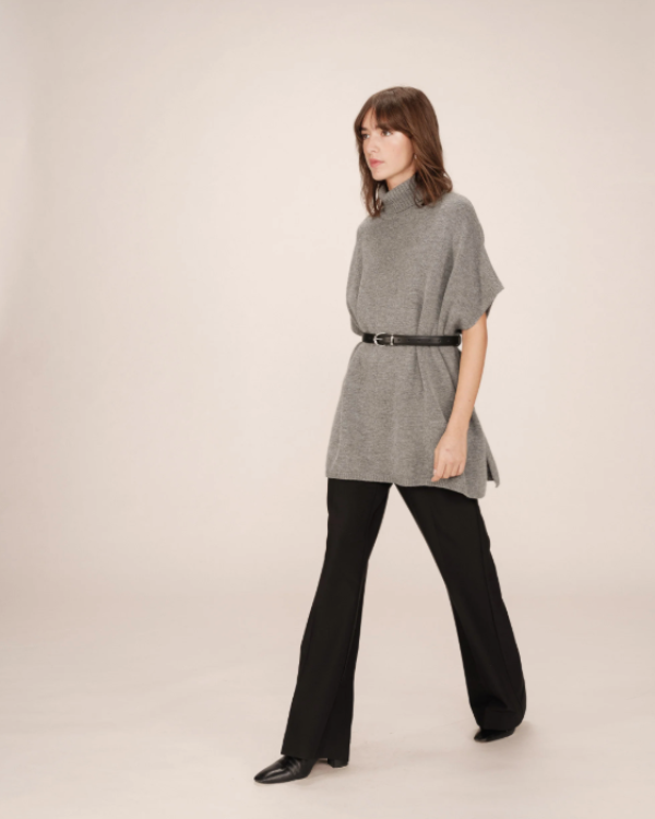 GRACE & MILA WOOL SAISON KNIT PONCHO - ANTHRACITE