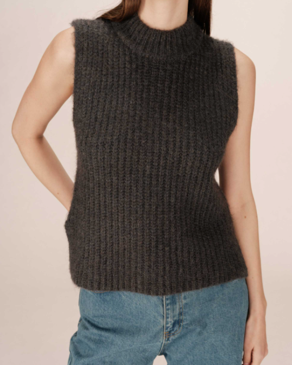 GRACE & MILA ALPACA ANTHRACITE WOOL SWEATER.- SABLON
