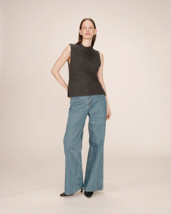 GRACE & MILA ALPACA ANTHRACITE WOOL SWEATER.- SABLON