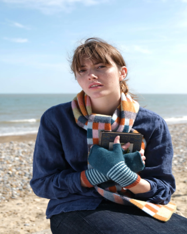 QUINTON CHADWICK ANGORA FINGERLESS MITTENS IN MEADOW PATCH COLOURS