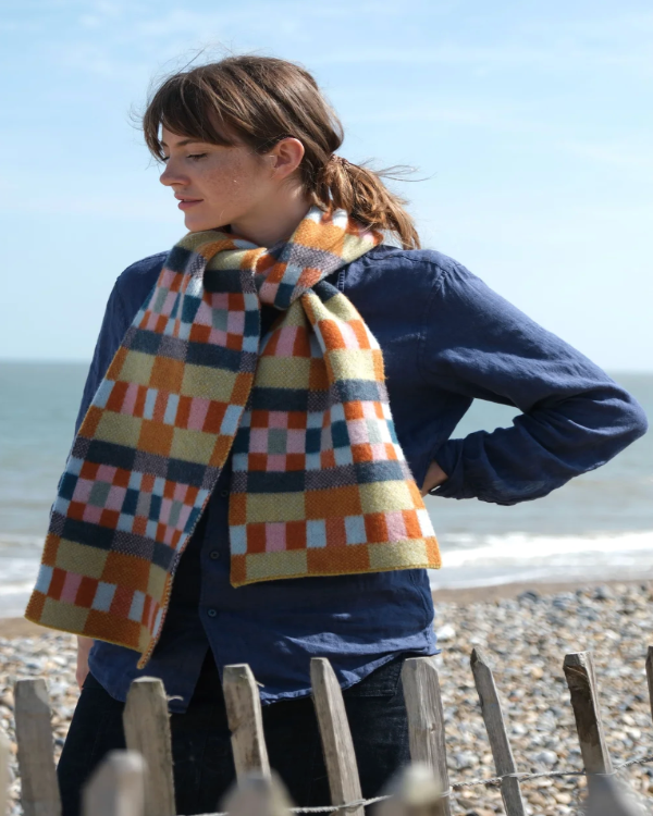 QUINTON CHADWICK BRUSHED BLOCK SCARF IN MEADOW PATCH COLOURS