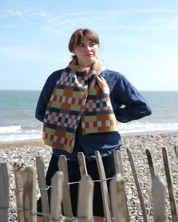 QUINTON CHADWICK BRUSHED BLOCK SCARF IN MEADOW PATCH COLOURS