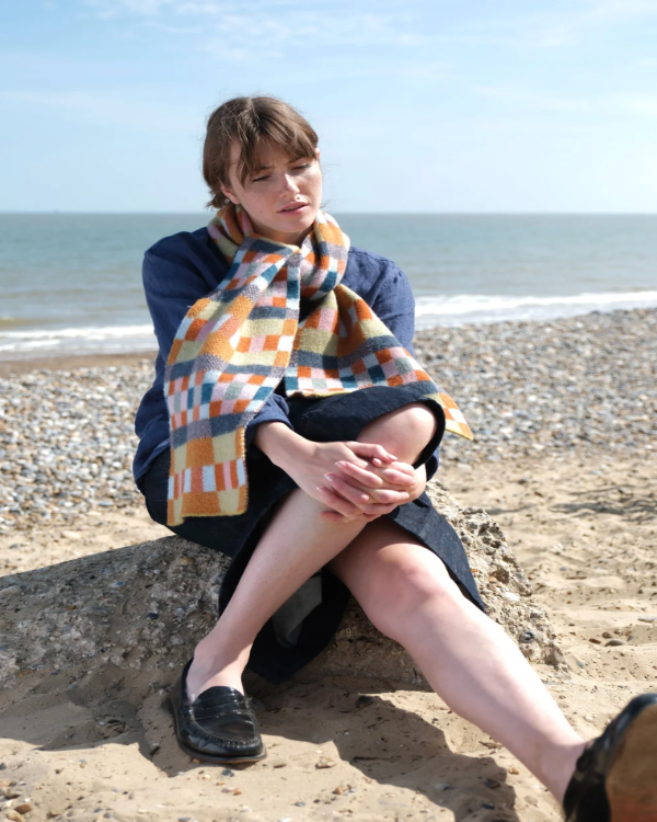 QUINTON CHADWICK BRUSHED BLOCK SCARF IN MEADOW PATCH COLOURS