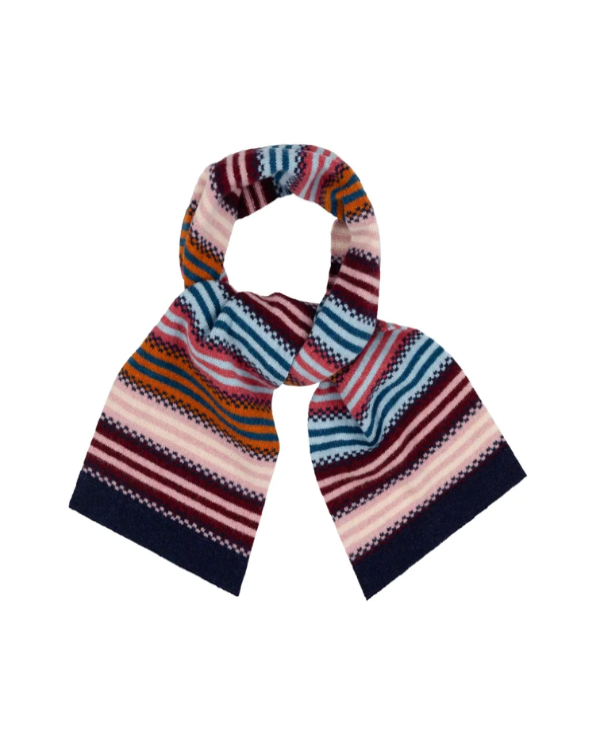 QUINTON CHADWICK SMALL STRIPE SCARF IN AUTUMN BERRY COLOURS