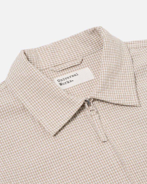 UNIVERSAL WORKS WINDCHEATER JACKET IN ECRU/SAND OSPINA CHECK COTTON
