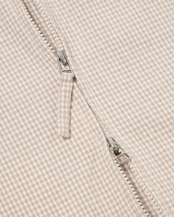 UNIVERSAL WORKS WINDCHEATER JACKET IN ECRU/SAND OSPINA CHECK COTTON
