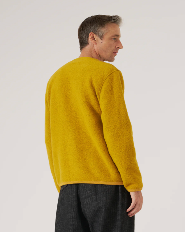 UNIVERSAL WORKS CARDIGAN YELLOW WOOL FLEECE