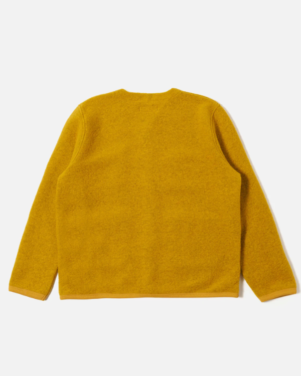 UNIVERSAL WORKS CARDIGAN YELLOW WOOL FLEECE