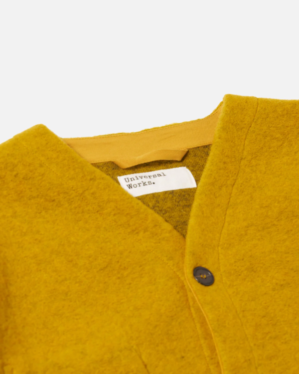 UNIVERSAL WORKS CARDIGAN YELLOW WOOL FLEECE
