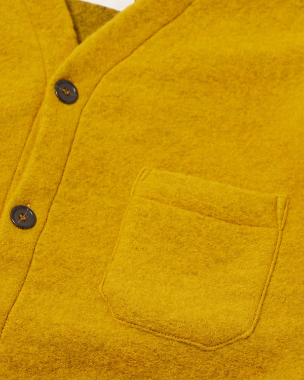 UNIVERSAL WORKS CARDIGAN YELLOW WOOL FLEECE