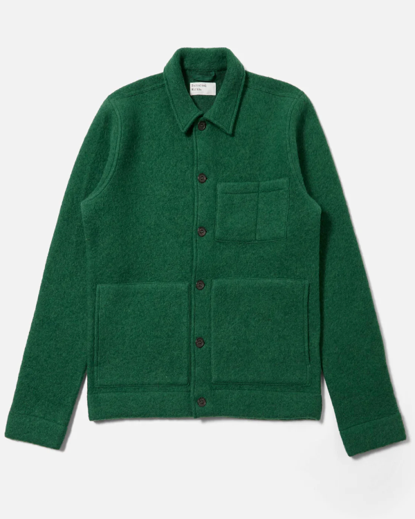 UNIVERSAL WORKS GREEN WOOL FLEECE UNIFORM JACKET