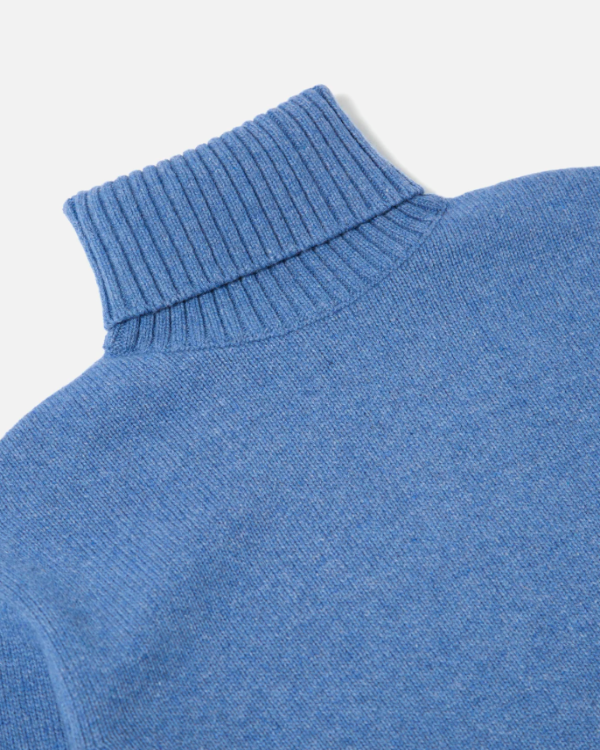 UNIVERSAL WORKS PALE BLUE RECYCLED KNITTED ROLL NECK