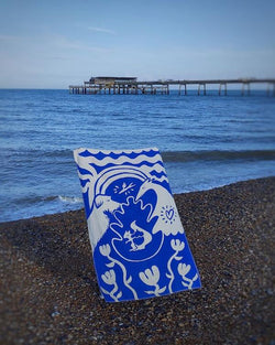 Barkened cobalt blue & natural blanket for you and your dog 