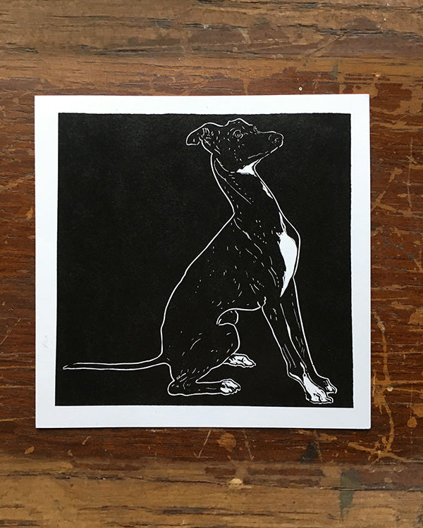 SARAH CEMMICK WHIPPET LINO CARD