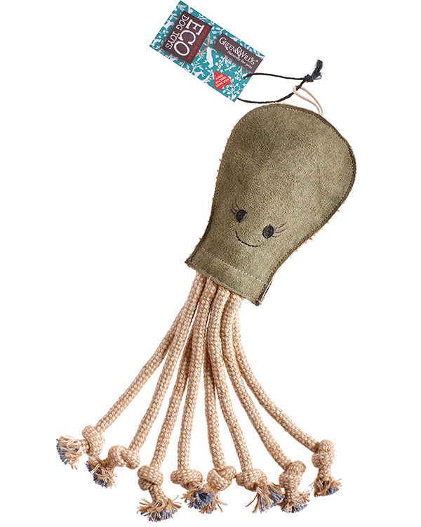 GREEN & WILD'S OLIVE THE OCTOPUS ECO DOG TOY