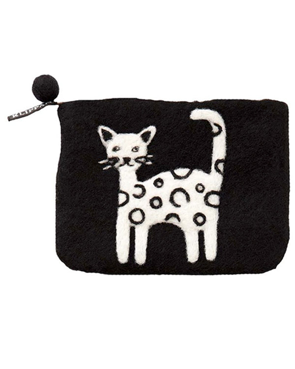 LITTLE FELTED WOOL CAT PURSE