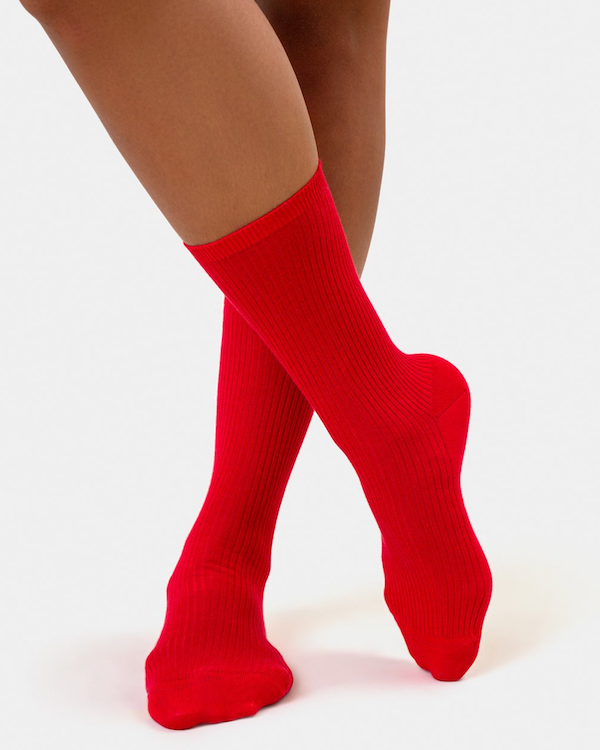 COLORFUL STANDARD WOMENS ORGANIC COTTON SOCKS - SCARLET RED