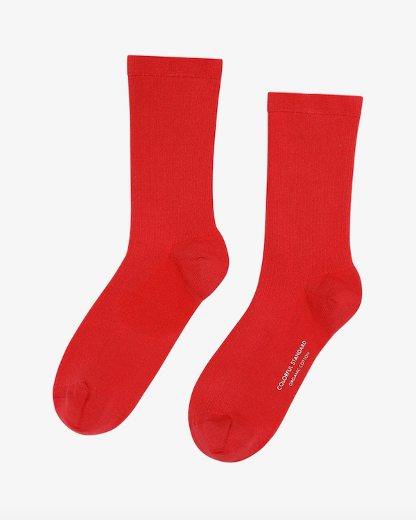 WOMENS COLORFUL STANDARD ORGANIC SOCKS SCARLET RED