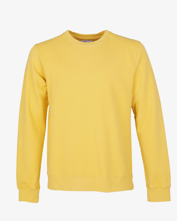 colorful standard mens organic crew sweatshirt lemon yellow