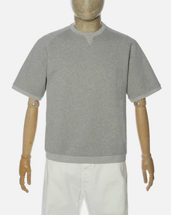 Universal Works Short Sleeve Crew In Grey Marl Fleece