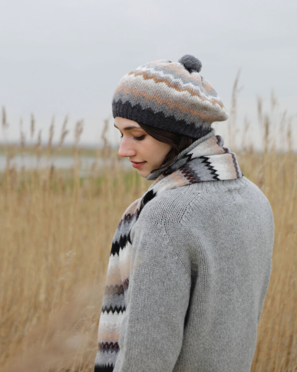 Quinton Chadwick Tweed Vintage Style Beret in Marbled White 