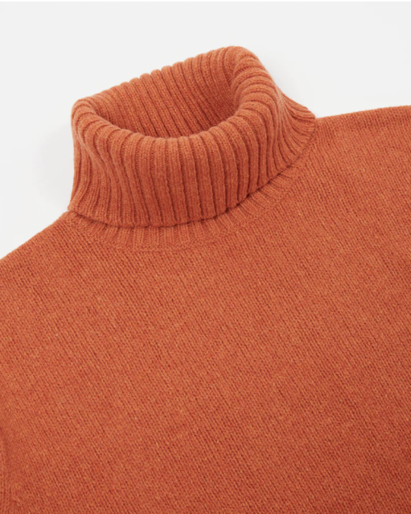 UNIVERSAL WORKS ROLL NECK IN ORANGE RECYCLED WOOL
