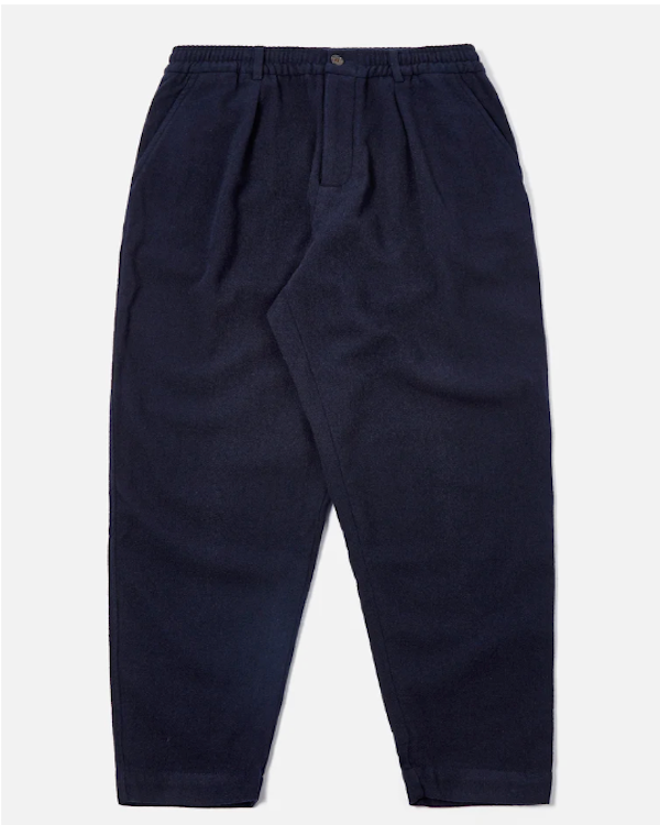 Universal Works Track Pant in Navy Recycled Soft Wool