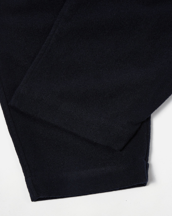 UNIVERSAL WORKS TRACK PANT IN NAVY RECYCLED SOFT WOOL