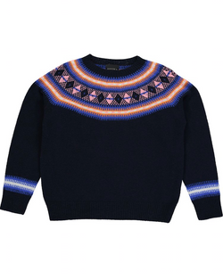 QUINTON CHADWICK NORDIC NAVY FAIRISLE JUMPER WITH CUFF DETAIL