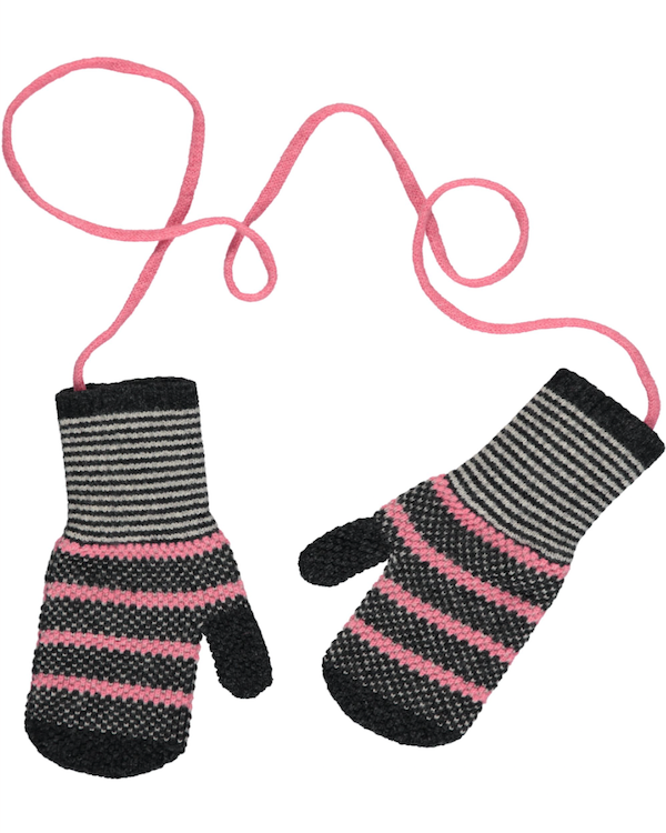 QUINTON CHADWICK TUCK STITCH STRIPED MITTENS IN WOODLAND COLOURS
