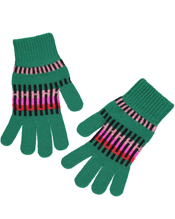 QUINTON CHADWICK COLOUR BLOCK GLOVES IN GREEN