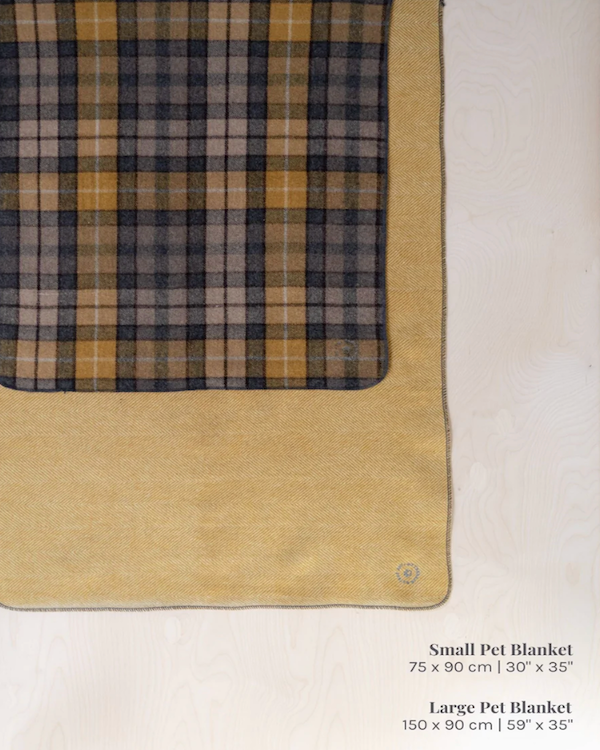 RECYCLED WOOL PET BLANKET IN BUCHANAN NATURAL TARTAN